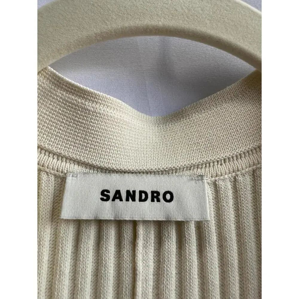 Sandro White Striped Knit Maxi Dress Size 36 with Fabric Pull - Picture 6 of 10